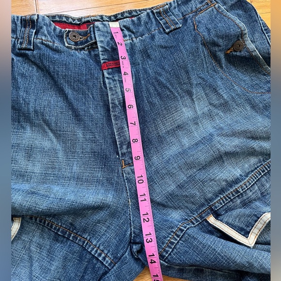 VTG Girbaud Shuttle Tape Straps Jeans Spellout Y2K 90s Silver Baggy Loose Wide - Picture 8 of 12